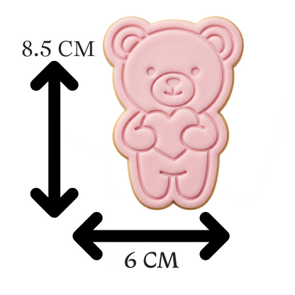 Teddy Bear Holding Heart Cookie Cutter and Embosser Stamp | Valentine's Day, Love, Care Bear Style