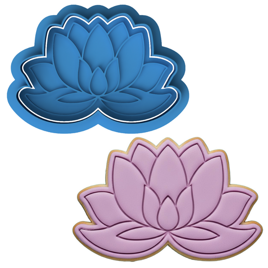 Lotus Flower Cookie Cutter and Embosser Stamp Yoga Zen Floral