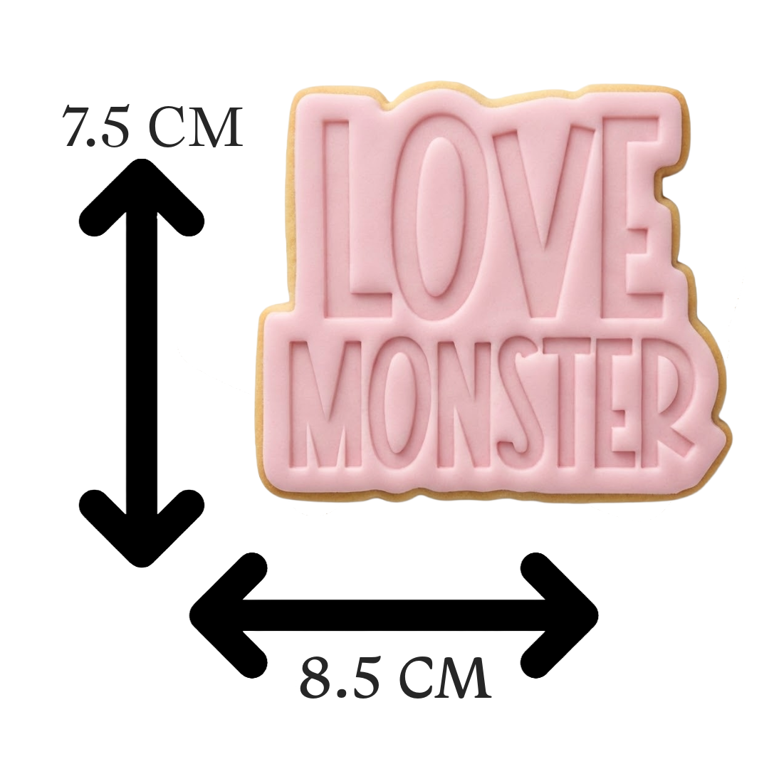 Love Monster Text Plaque Cookie Cutter and Embosser Stamp | Funny Valentine, Kids Theme, Cute Phrase