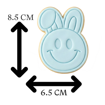Smiley Bunny Face Cookie Cutter and Embosser Stamp | Happy Easter Rabbit, Emoji Face, Cute Kids Treat