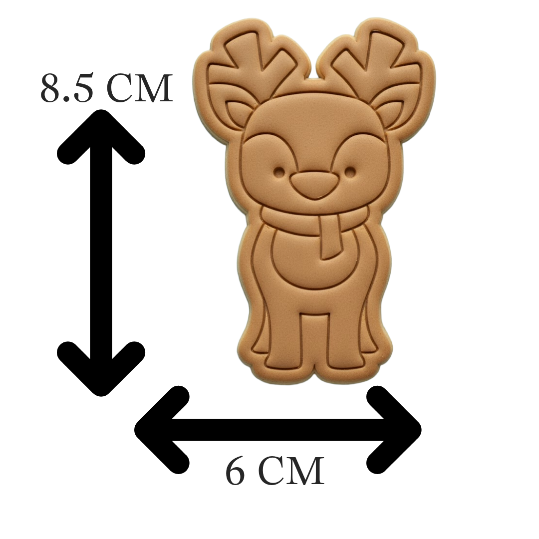 Cute Reindeer Cookie Cutter and Embosser Stamp Set | Christmas, Holiday, Animal