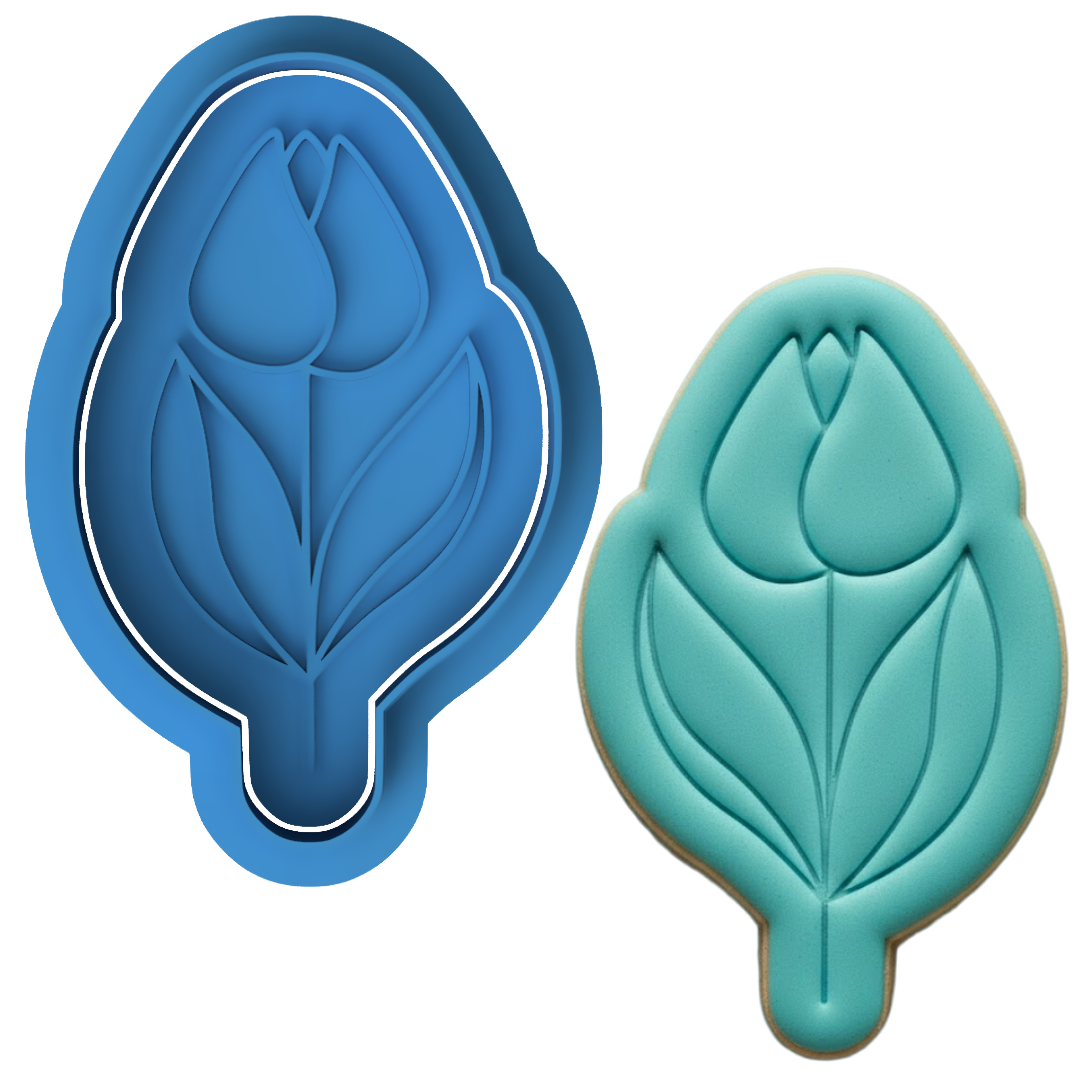 Simple Tulip Flower Cookie Cutter and Embosser Stamp Set | Spring, Floral, Mothers Day
