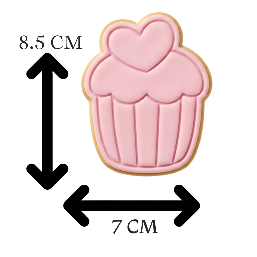 Cute Cupcake with Heart Cookie Cutter and Embosser Stamp | Valentine's Day, Sweet Treat