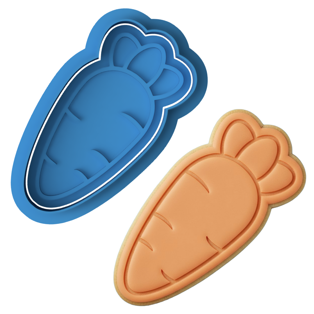Cute Carrot Cookie Cutter and Embosser Set | Easter Bunny Garden Baking