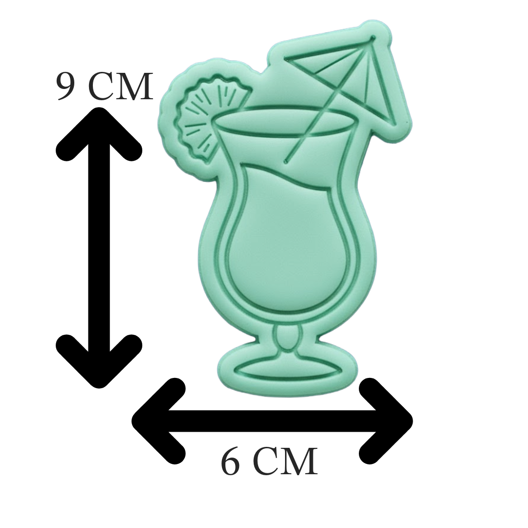 Tropical Cocktail Cookie Cutter and Embosser Set | Piña Colada Summer Luau Party