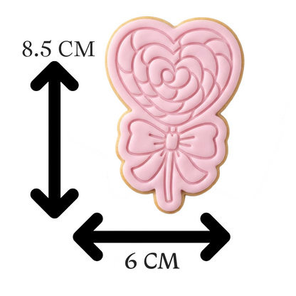 Swirly Heart Lollipop Cookie Cutter and Embosser Stamp | Valentine's Candy, Swirl Sucker, Sweet Treat