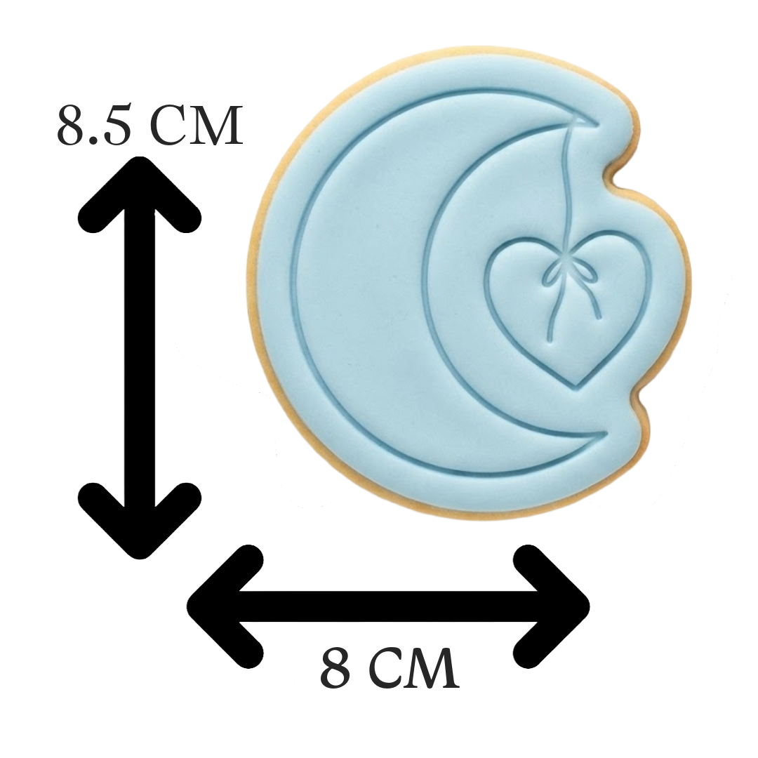 Crescent Moon with Hanging Heart Cookie Cutter and Embosser Stamp | Love You To The Moon, Baby Shower, Nursery Theme