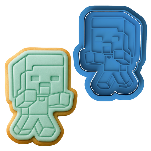 Minecraft Zombie Enemy Cookie Cutter and Embosser Stamp Set | Blocky Gamer, Monster