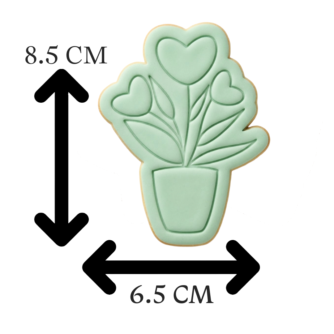 Heart Flower Pot Cookie Cutter and Embosser Stamp | Love Grows Here, Valentine's Day, Gardening Theme