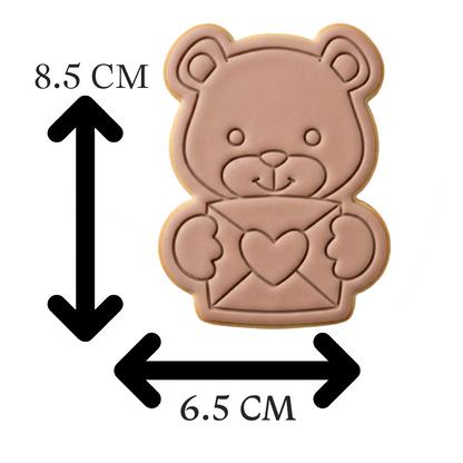 Teddy Bear Holding Love Letter Cookie Cutter and Embosser Stamp | Valentine's Day, Sending Love, Cute Bear