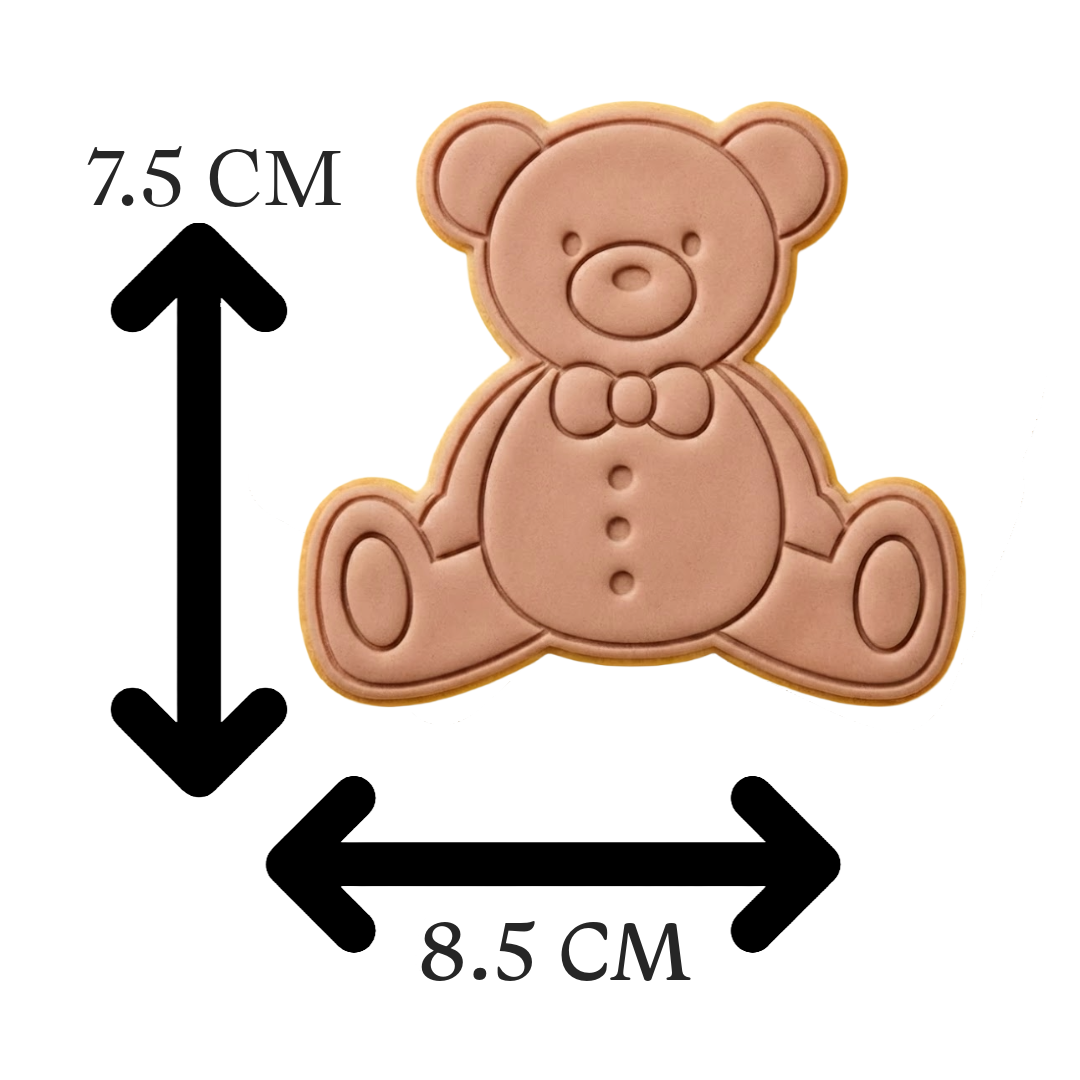 Sitting Teddy Bear with Bow Tie Cookie Cutter and Embosser Stamp | Baby Shower, Cute Toy, Nursery