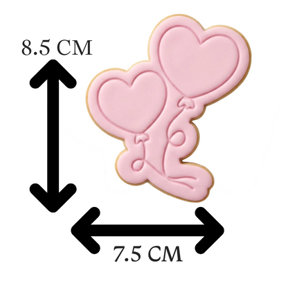 Double Heart Balloons Cookie Cutter and Embosser Stamp | Floating Love Hearts, Valentine's Day, Birthday Party