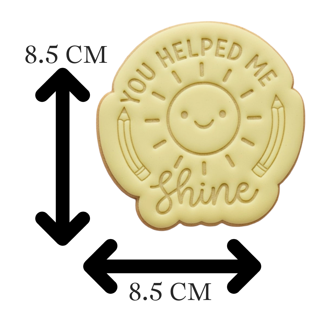 You Helped Me Shine Cookie Cutter and Embosser Stamp Set | Teacher Thank You Gift