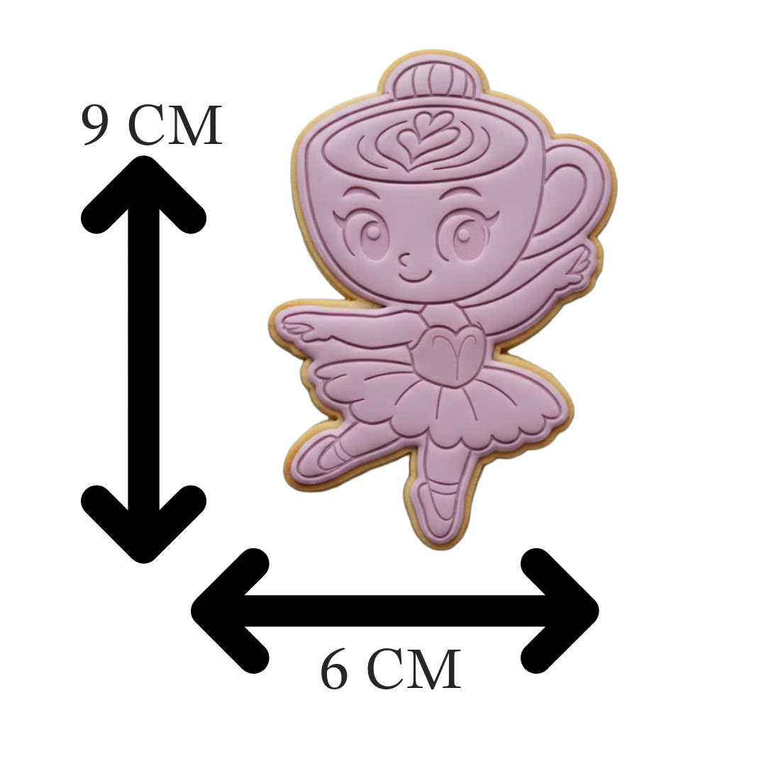 Ballerina Cappuccina Cookie Cutter and Embosser | Brainrot Meme Viral TikTok Baking
