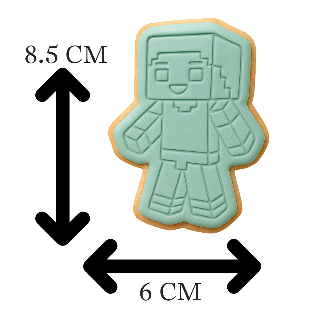 Minecraft Steve Player Character Cookie Cutter and Embosser Set | Blocky Gamer, Pixel