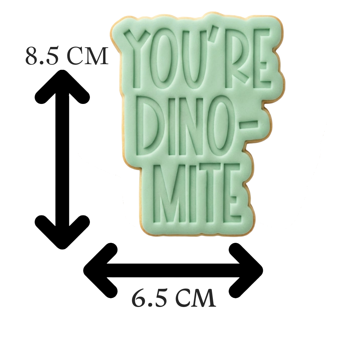 You're Dino-Mite Cookie Cutter and Embosser Stamp | Dinosaur Pun, Kids Birthday, Funny Valentine