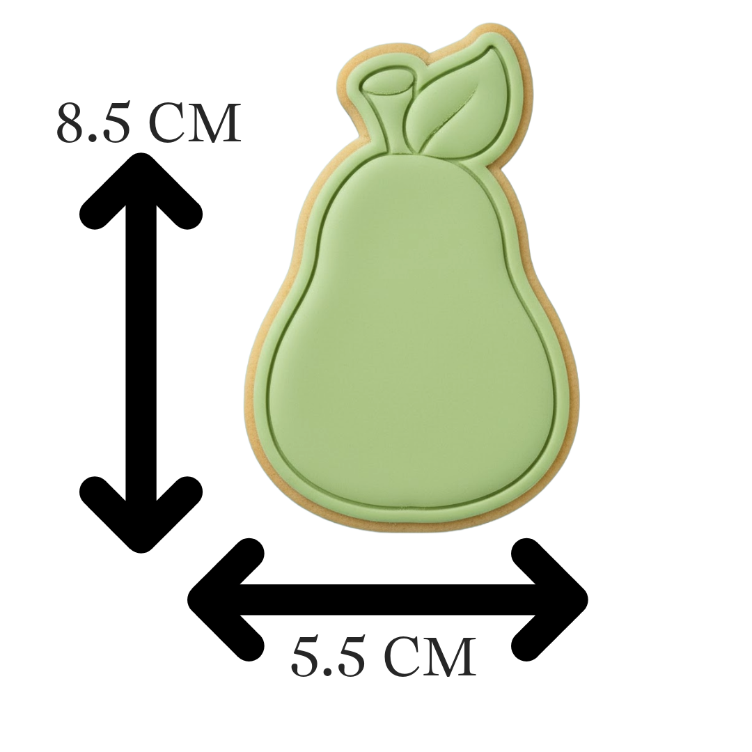 Cute Pear Fruit Cookie Cutter and Embosser Set | Perfect Pair Baby Shower Cookie