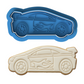 Flame Racing Car Cookie Cutter with Embosser – Sports Car with Flames and Spoiler