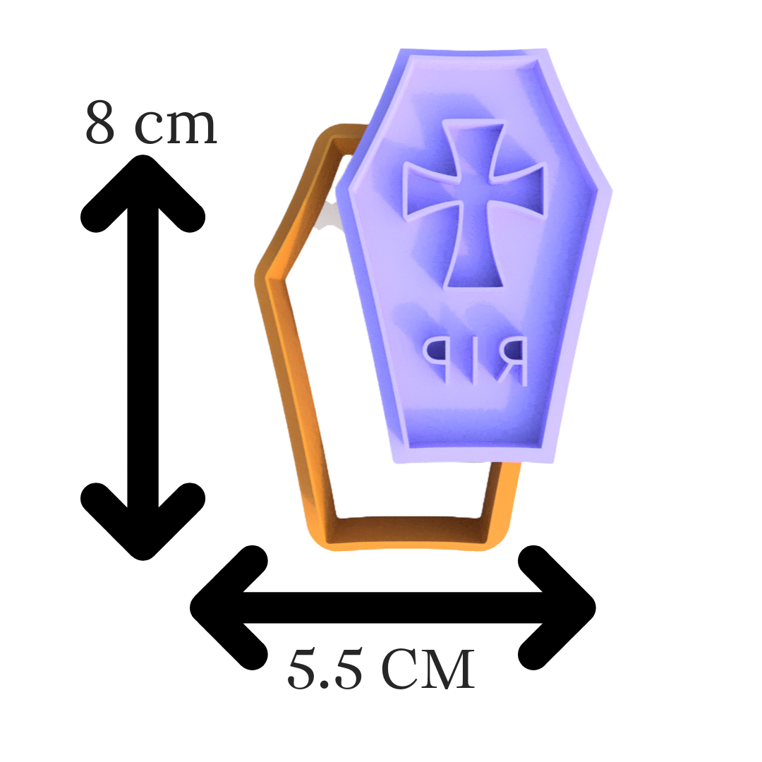 Coffin RIP Cookie Cutter with Embosser – Halloween Graveyard Design