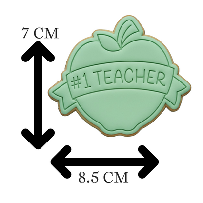 Number 1 Teacher Apple Cookie Cutter and Embosser Stamp Set | Thank You Gift