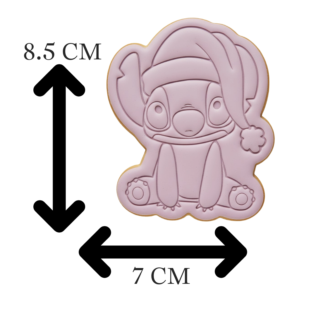 Christmas Stitch Cookie Cutter and Embosser Set | Santa Stitch Cookie Stamp | Disney Holiday Baking | Lilo and Stitch Cookie