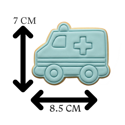 Cute Ambulance Cookie Cutter and Embosser Stamp Set | Emergency Vehicle, Medical, Doctor Theme