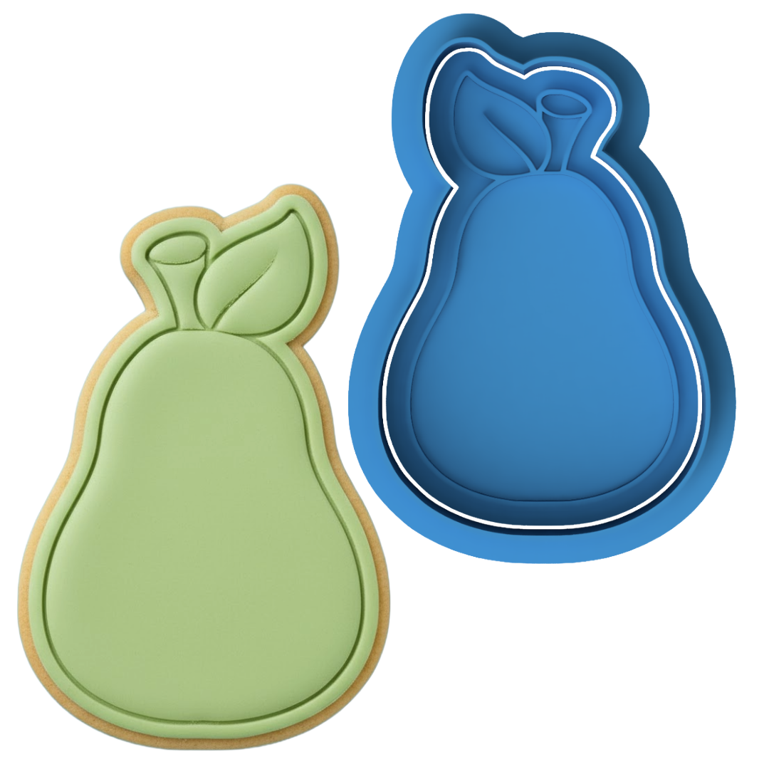 Cute Pear Fruit Cookie Cutter and Embosser Set | Perfect Pair Baby Shower Cookie