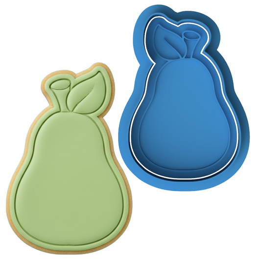 Cute Pear Fruit Cookie Cutter and Embosser Set | Perfect Pair Baby Shower Cookie