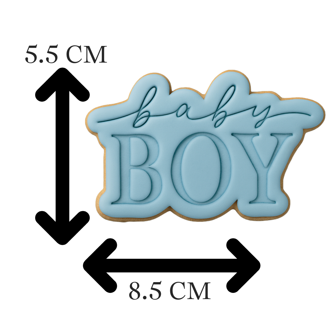 Baby Boy Plaque Cookie Cutter and Embosser Stamp Set | Gender Reveal, Baby Shower