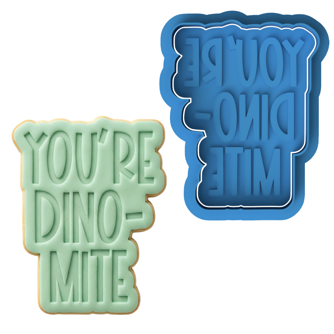 You're Dino-Mite Cookie Cutter and Embosser Stamp | Dinosaur Pun, Kids Birthday, Funny Valentine