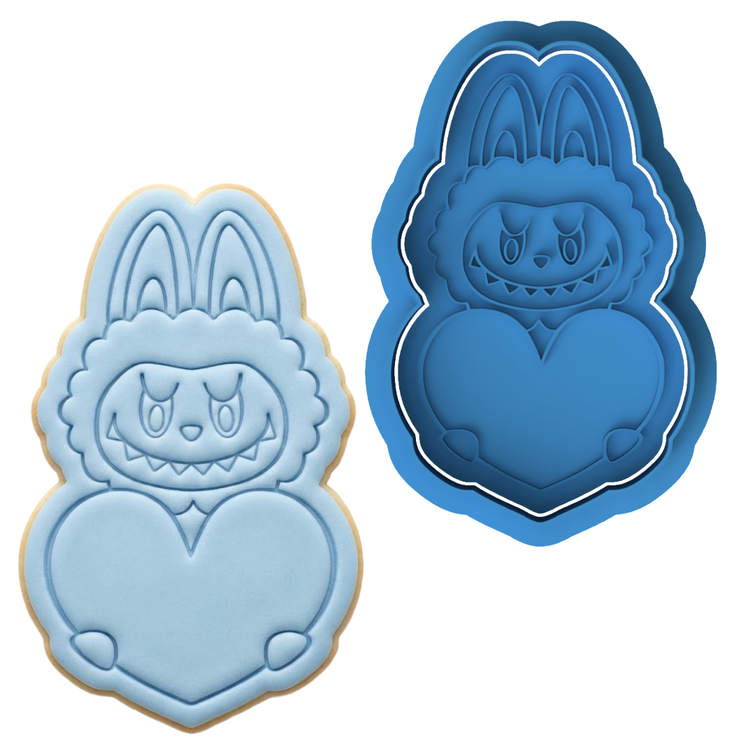 Labubu Holding Heart Cookie Cutter and Embosser Stamp , The Monsters, Art Toy, Valentine's Day
