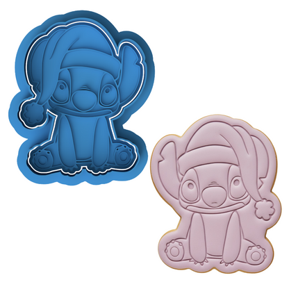 Christmas Stitch Cookie Cutter and Embosser Set | Santa Stitch Cookie Stamp | Disney Holiday Baking | Lilo and Stitch Cookie