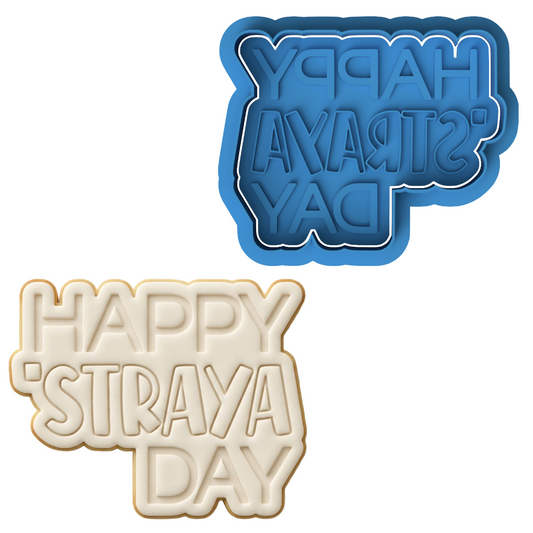 Happy 'Straya Day Plaque Cookie Cutter and Embosser Stamp | Aussie Slang, Australia Day