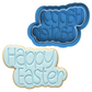 Happy Easter Text Cookie Cutter and Embosser Stamp | Fun Bubble Font, Spring Holiday, Cute Quote