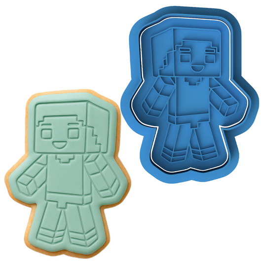 Minecraft Steve Player Character Cookie Cutter and Embosser Set | Blocky Gamer, Pixel
