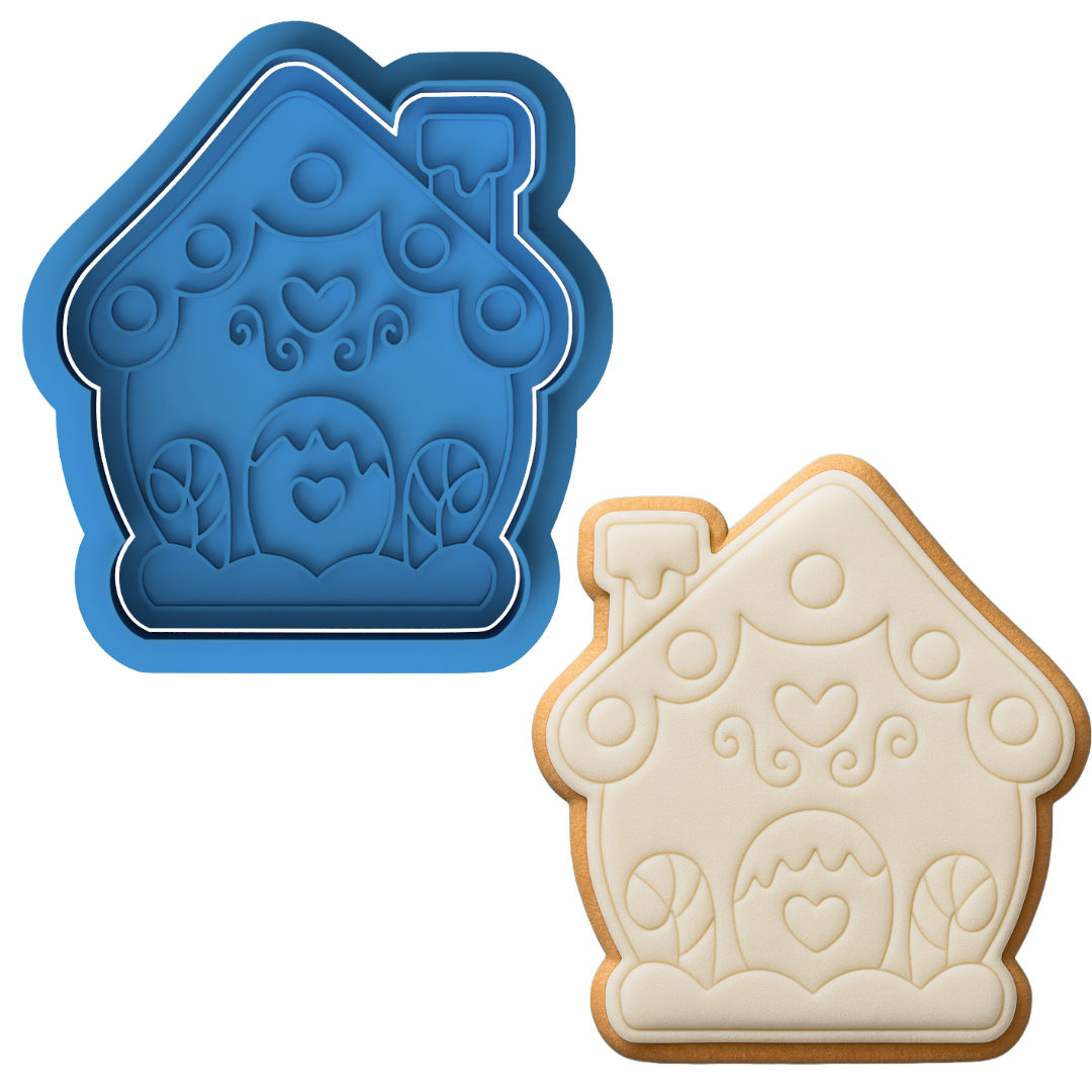 Gingerbread House Cookie Cutter & Embosser – Christmas Holiday Cookie Design