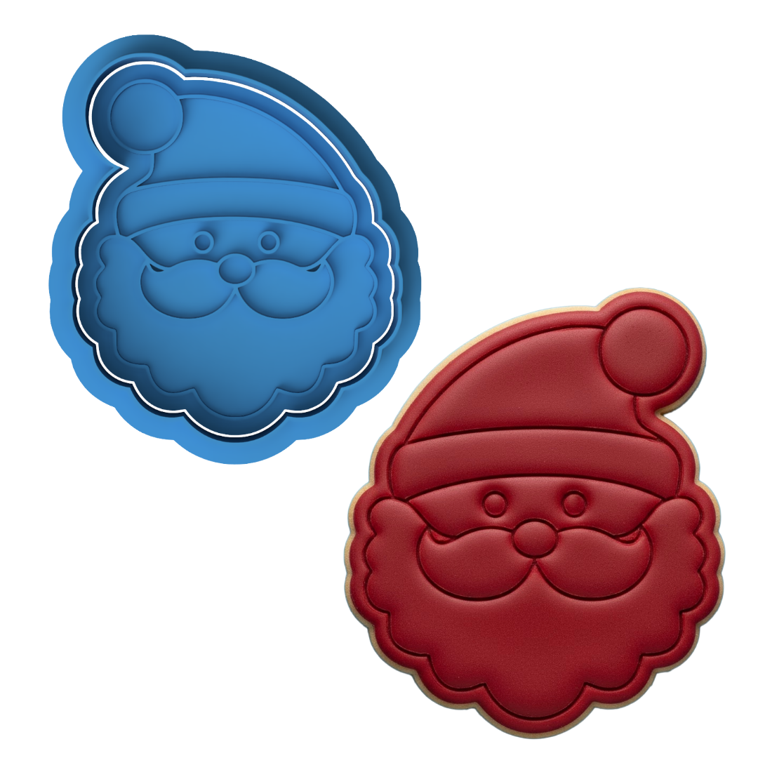Cute Santa Claus Face Cookie Cutter and Embosser | Christmas Santa Head Baking