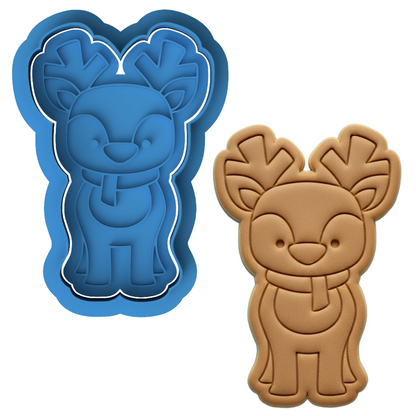 Cute Reindeer Cookie Cutter and Embosser Stamp Set | Christmas, Holiday, Animal