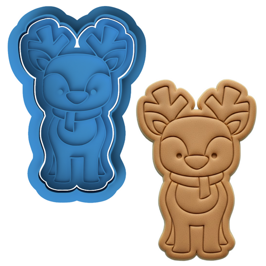 Cute Reindeer Cookie Cutter and Embosser Stamp Set | Christmas, Holiday, Animal