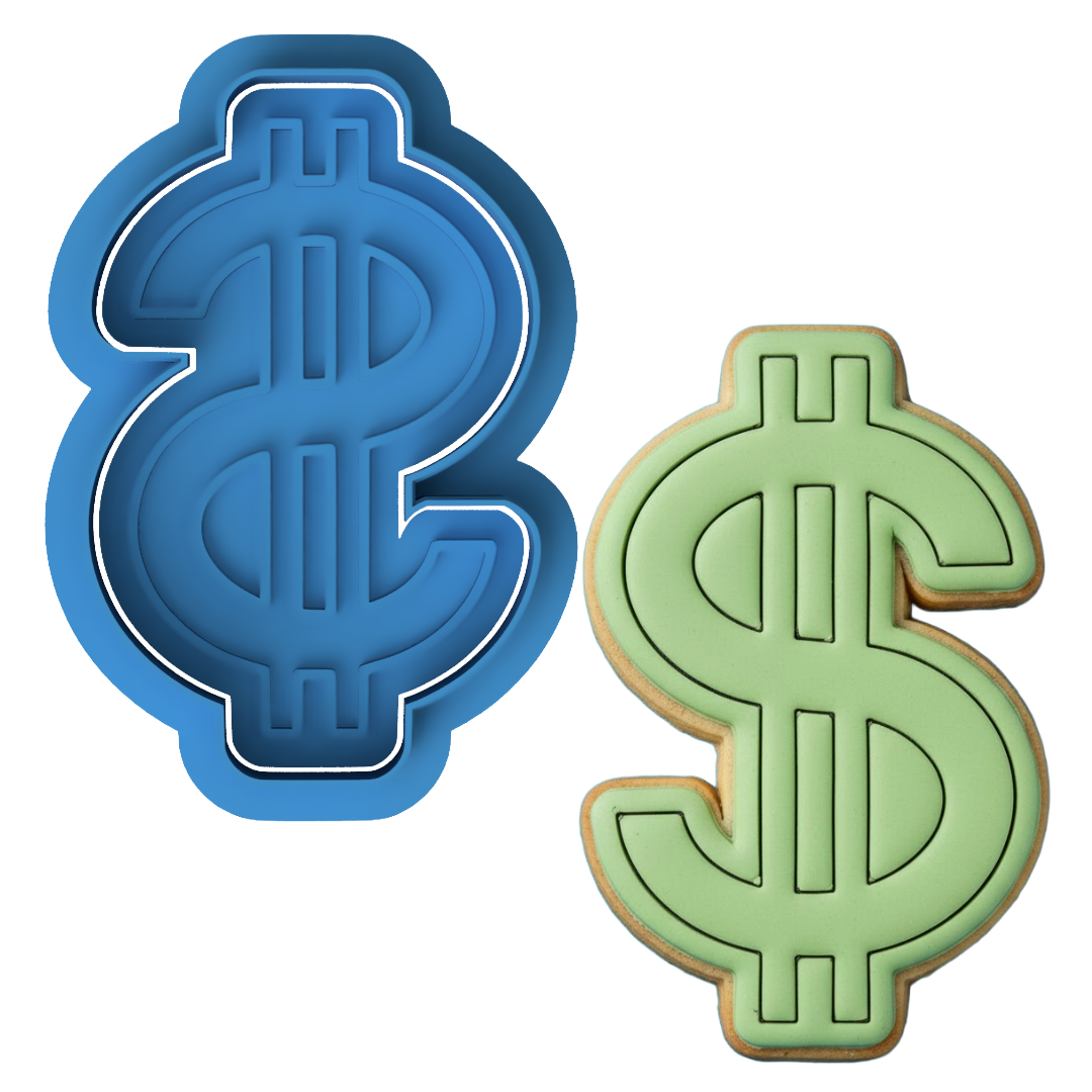 Dollar Sign Cookie Cutter and Embosser Set | Money Cash Rich Party Baking