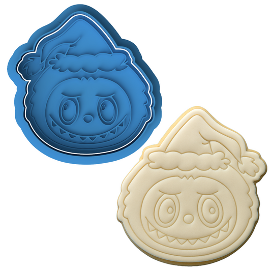 Christmas Labubu Cookie Cutter & Embosser – Cute Character Holiday Cookie Design
