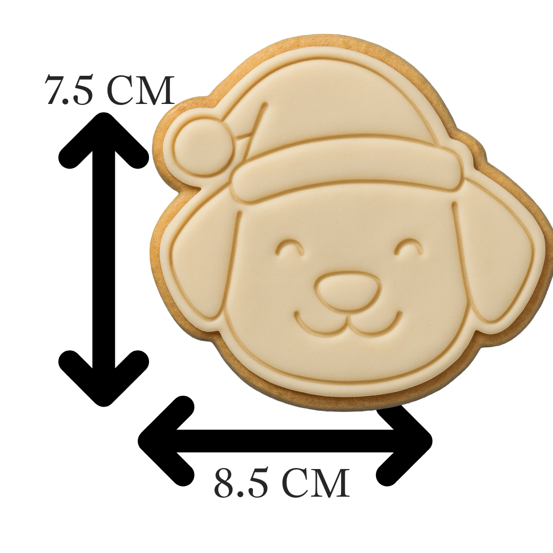 Christmas Puppy Cookie Cutter & Embosser – Cute Dog Santa Cookie Design