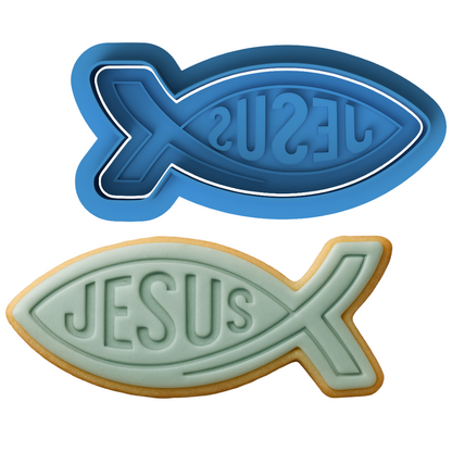 Ichthus Jesus Fish Cookie Cutter and Embosser Set | Christian, Religious, Faith