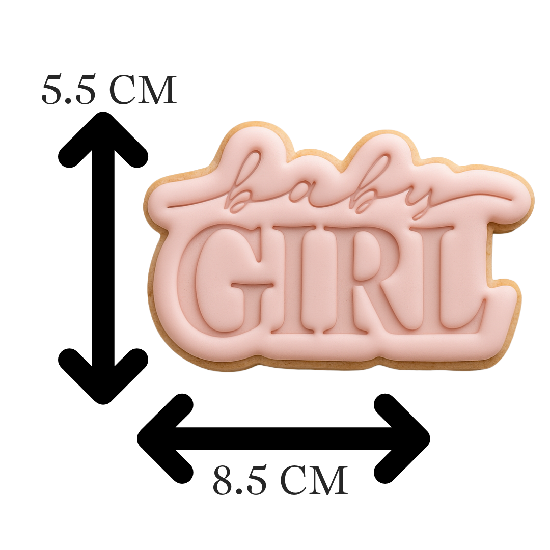 Baby Girl Plaque Cookie Cutter and Embosser Stamp Set | Gender Reveal, Baby Shower