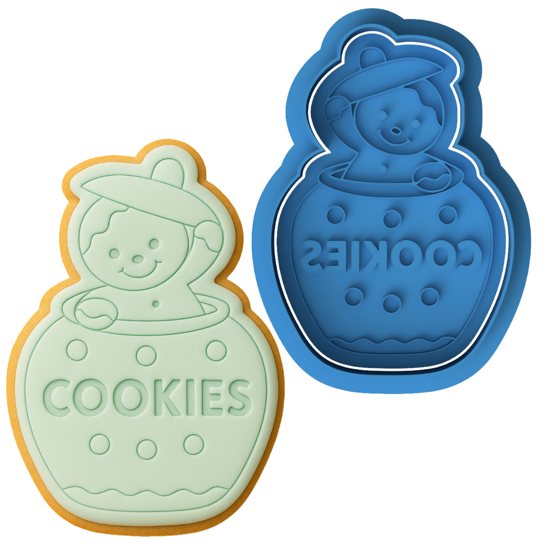 Gingerbread Man in Cookie Jar Cutter and Embosser Stamp Set | Christmas, Holiday