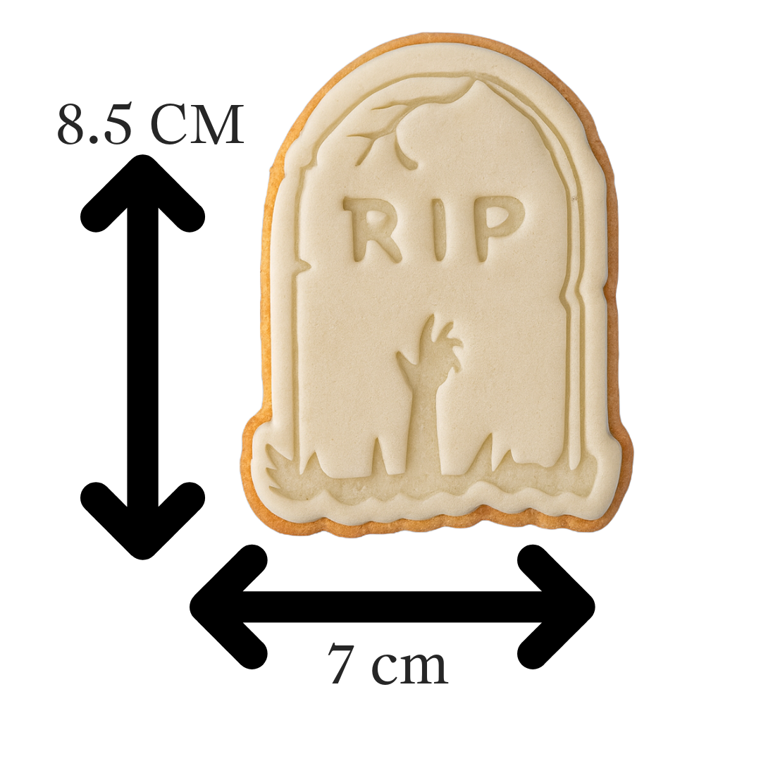 Zombie Hand Tombstone Cookie Cutter with Embosser – Halloween RIP Gravestone