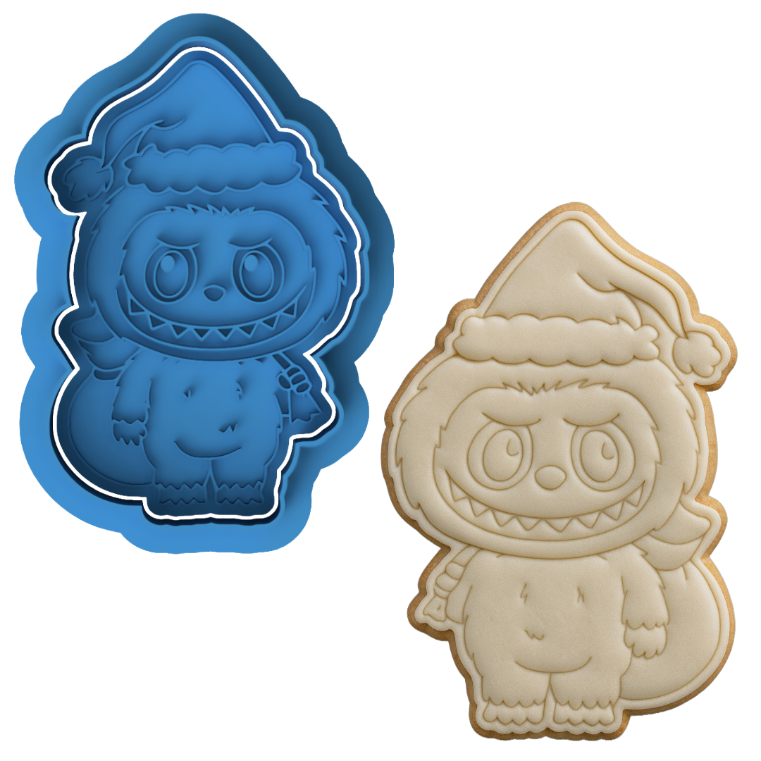 Full Body Christmas Labubu Cookie Cutter & Embosser – Cute Character Holiday Cookie Design