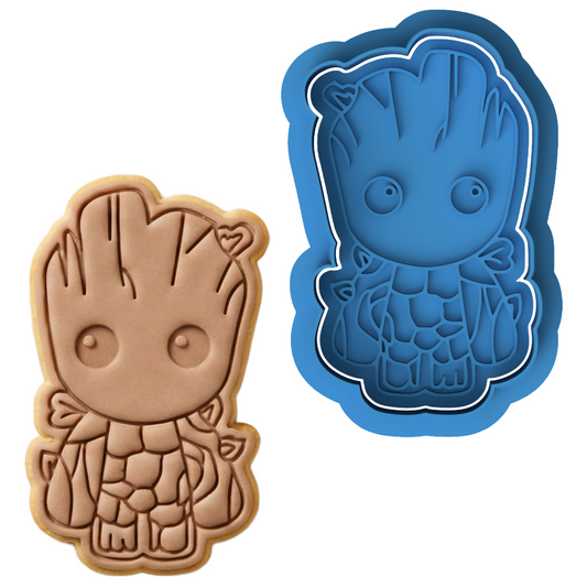 Cute Baby Groot Tree Guardian Cookie Cutter and Embosser Stamp | Galaxy Hero, Sci-Fi