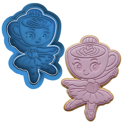 Ballerina Cappuccina Cookie Cutter and Embosser | Brainrot Meme Viral TikTok Baking