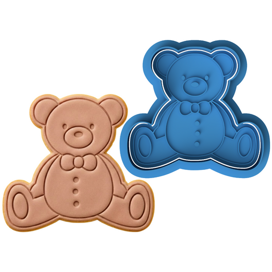 Sitting Teddy Bear with Bow Tie Cookie Cutter and Embosser Stamp | Baby Shower, Cute Toy, Nursery